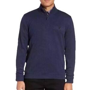 Ted Baker London Men's Quarter Zip Pullover Textured Navy Size 6 - XXL Classic